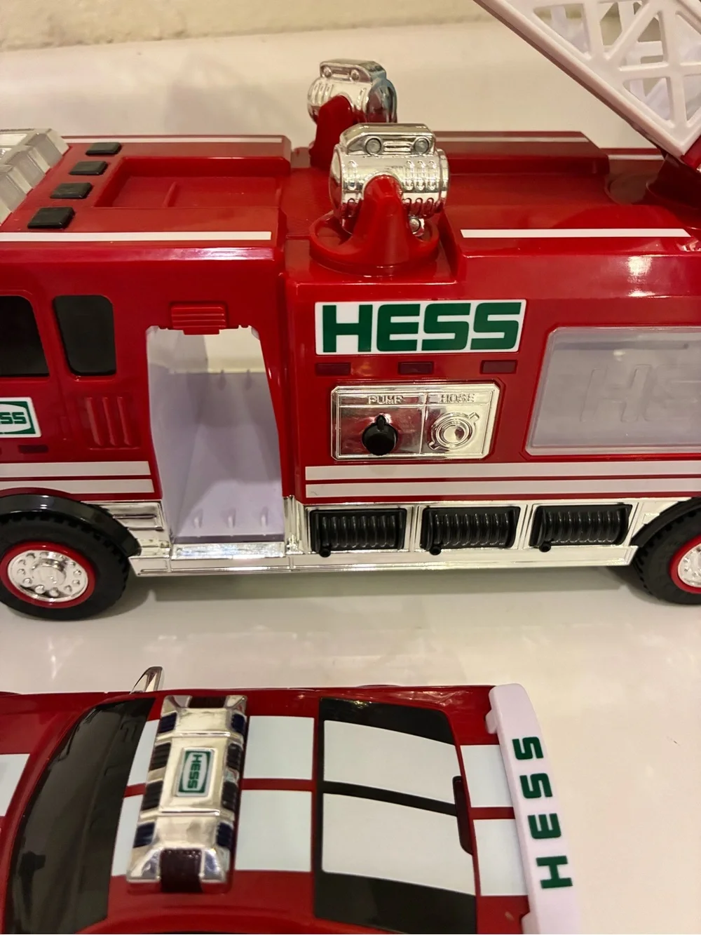 HESS Red Fire Truck & Red Race Car Toy Set